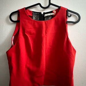 Alice + Olivia Vibrant Red Crop Top with Lace Back